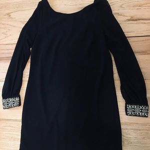 Black long sleeve cuffed dress